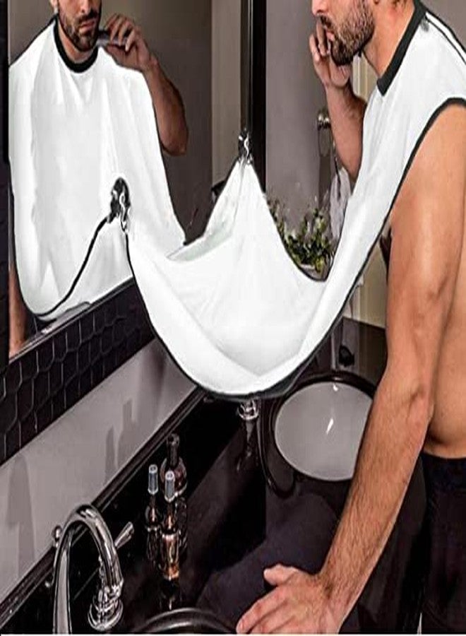 SAVE Beard Apron for Catching Beard Clippings while Trimming or Shaving | Waterproof | Beardo Grooming Bib (White) - Image 3
